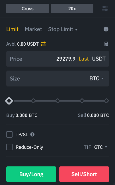 Binance Interface Order Book