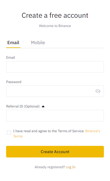 Binance Account Registration